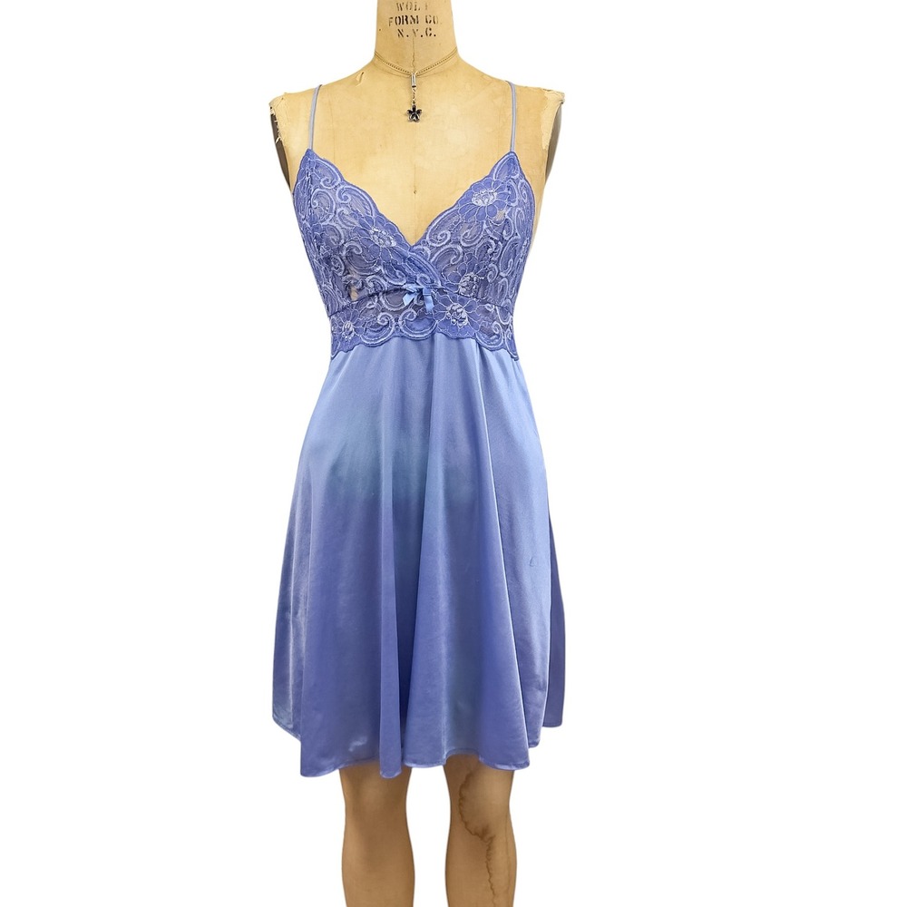 90s Lace Chemise Strappy Back Slip Dress Coquette Dollette Nighty Vintage Small